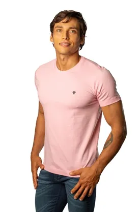 CAMISETA LAPIDARIO BASICA COM ELASTANO ROSA G3