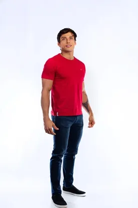 CAMISETA LAPIDÁRIO BÁSICA 100% ALGODÃO VERMELHO P