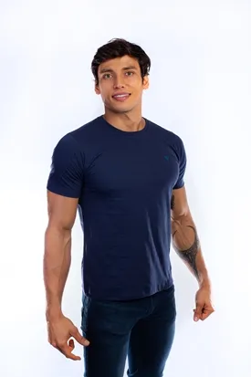 CAMISETA LAPIDÁRIO BÁSICA 100% ALGODÃO AZUL MARINHO P