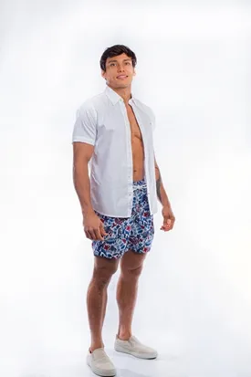 SHORT LAPIDARIO DE BANHO ESTAMPADO VERMELHO M