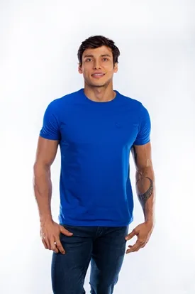 CAMISETA ACOSTAMENTO MASCULINA MANGA CURTA AZUL ROYAL P