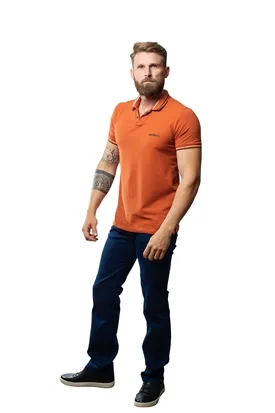 POLO ACOSTAMENTO MASCULINA MANGA CURTA TERRACOTA M
