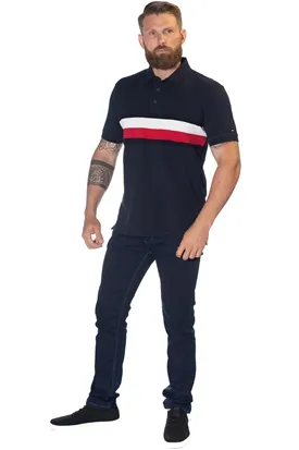 POLO TOMMY HILFIGER TEXTURE CHEST AZUL MARINHO M