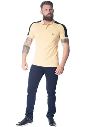 POLO ACOSTAMENTO MASCULINA MANGA CURTA AMARELO M