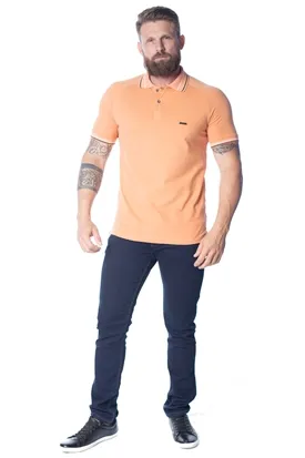 POLO ACOSTAMENTO MASCULINA MANGA CURTA LARANJA M