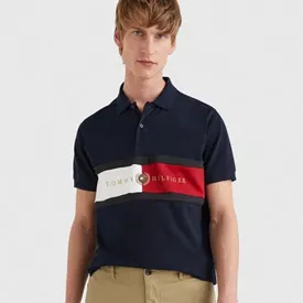 POLO TOMMY HILFIGER MASCULINA CHEST FLAG AZUL MARINHO M