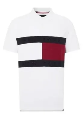 POLO TOMMY HILFIGER STRUCTURE FLAG BRANCO P