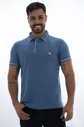 POLO ACOSTAMENTO CASUAL MASCULINA AZUL ATLANTICO M