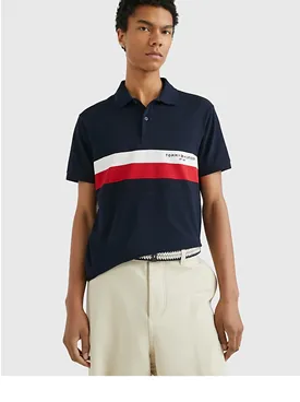 POLO TOMMY HILFIGER COLORBLOCK SLIM AZUL MARINHO M
