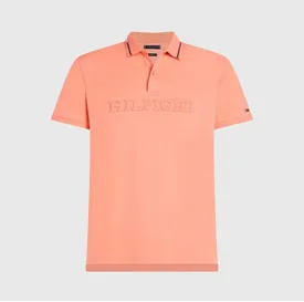 POLO TOMMY HILFIGER MASCULINA MONOTYPE INTERLOCK CORAL M