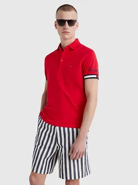 POLO TOMMY HILFIGER SLIM DETALHE MANGA VERMELHO M