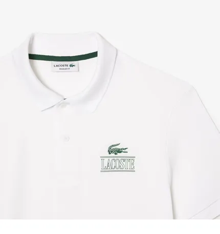 POLO LACOSTE UNISSEX CROCODILO E ESCRITA
