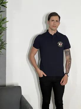 POLO TOMMY HILFIGER MASCULINA ICON AZUL MARINHO M