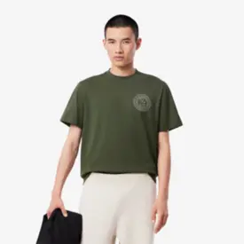 CAMISETA MANGA CURTA LACOSTE EMBLEMA VERDE MILITAR M