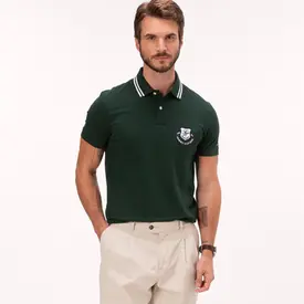 POLO TH PIQUE BADGE REG  VERDE MILITAR M