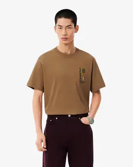 CAMISETA LACOSTE TENNIS DETALHE BORDADO MARROM 3